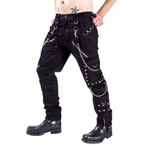 Rock Personality Casual Pants Men Gothic Multizipper Eyelets Star Bondage Pants Rivet Work Pants Performance Pants