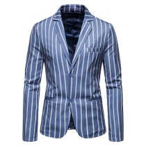 Foreign trade slim suit casual blue single suit dress autumn coat men's two-button striped small suit