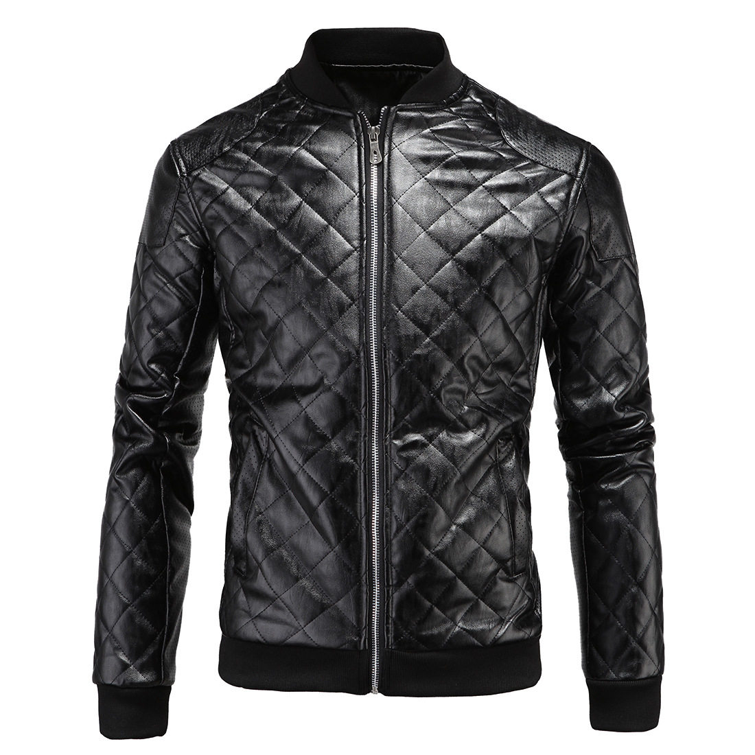 Autumn and winter leather men's slim Korean pu leather trend thickened warm motorcycle suit leather jacket handsome men's coat