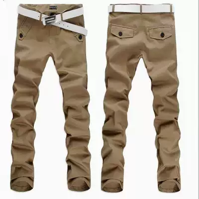 Men's casual pants Khaqi men's pants Korean straight cotton pants men's foreign trade trousers loose micro Bell pants men's