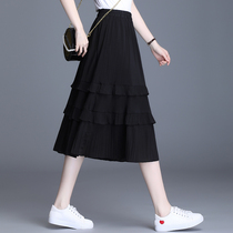 Chiffon skirt Women summer 2021 new long hanging A- line dress high waist size slim small umbrella skirt