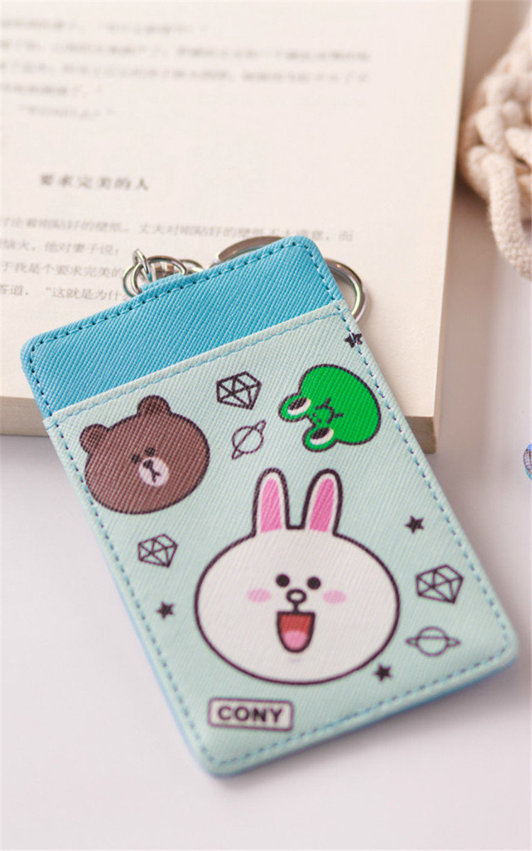 Mới korea dễ thương phim hoạt hình sáng tạo pu da cá tính kiểm soát truy cập thẻ bộ móc chìa khóa xe buýt sinh viên thẻ gạo giấy chứng nhận bộ ví đựng thẻ nhiều ngăn
