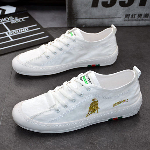 Small white shoes men's 2021 Summer new trends One foot pedal casual men's shoes breathable and comfortable slim fit 100 lap sails shoes