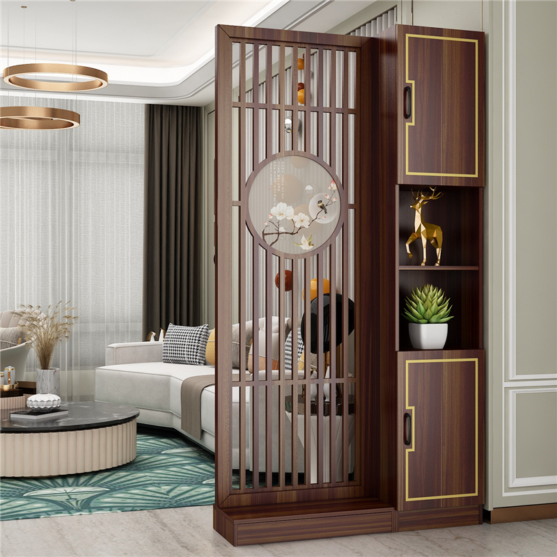 Living room New Chinese screen partition Decorative Wall Shielded Solid Wood Shelve Hollowed-out Modern Light Extravagant Entrance to the family