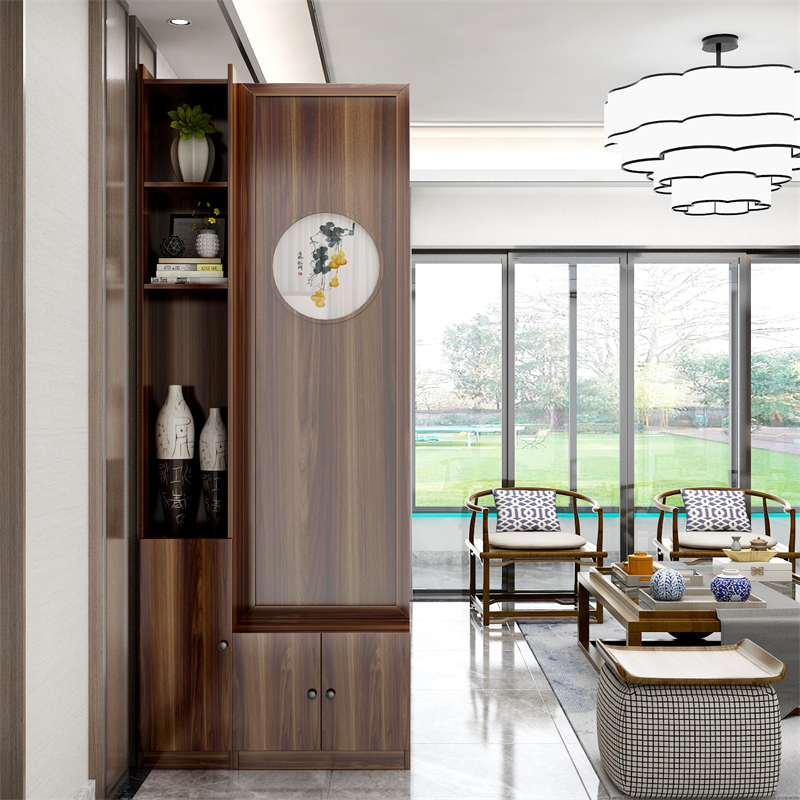 New Chinese Screen Partition Cabinet Living Room Modern minimalist entrance door Entry into the room to decorate solid wood light and luxurious closing cupboard