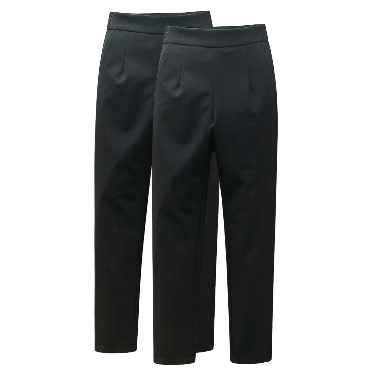 Side zipper trousers spring and summer thin section cigarette pipe black trousers OL business suit harem small straight chiffon cropped trousers