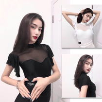 miu dance Latin modern dance clothes tops mesh breathable sexy practice clothes performance clothes with chest pads