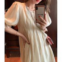 Pregnant Woman Summer Dress Fairy dresses Bliss Sleeves Folds Loose Heather Clothing Dress Woman 2022 Summer New Pure Color