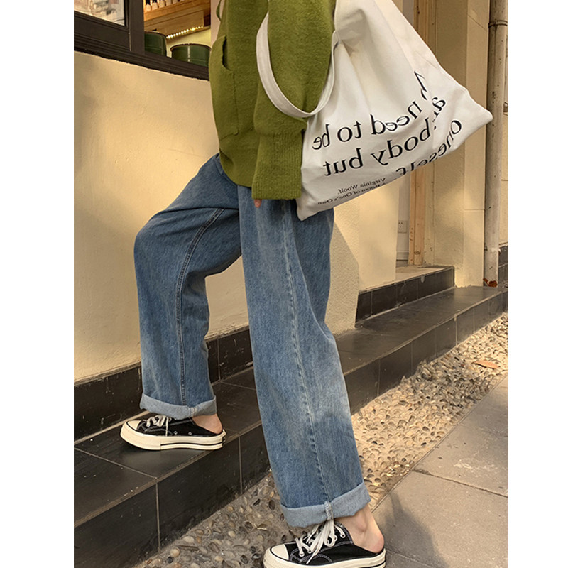 Pregnant women jeans spring and autumn thin wear 2023 new fashion button casual relaxed straight leg pants tide