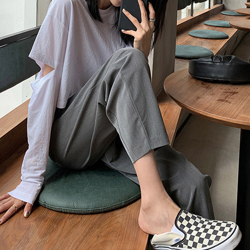 Pregnant women's suit pants nine points Korea 2022 spring and autumn thin section outer wear belly support loose harem pants gray cigarette pipe pants