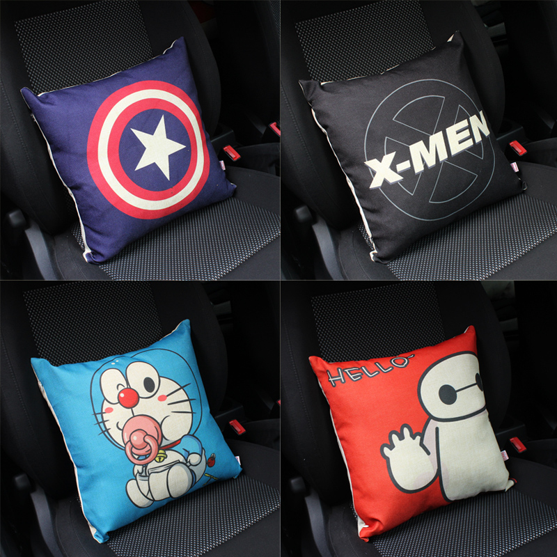 Cartoon Square Cotton and Hemp Pillow Four Seasons General Motors Supplies Waist Sofa Seat Cushion Captain America Superman