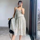 Платье для беременных, юбка, свежая летняя одежда, длинное платье-комбинация, цветочный принт, свободный крой, средней длины, городской стиль