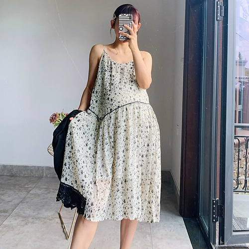 Платье для беременных, юбка, свежая летняя одежда, длинное платье-комбинация, цветочный принт, свободный крой, средней длины, городской стиль