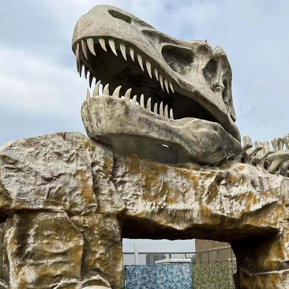 Excavation archaeological large-scale simulated dinosaur glass steel fossil skeleton bone indoor specimen model teaching museum