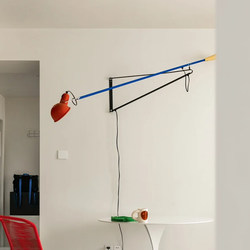 Nordic Vintage Living Room and Dining Room Creative Colorful Wall Lamp Swing Arm Bedroom Bedside Wall Lamp Long Pole Lamp Rocker with Plug