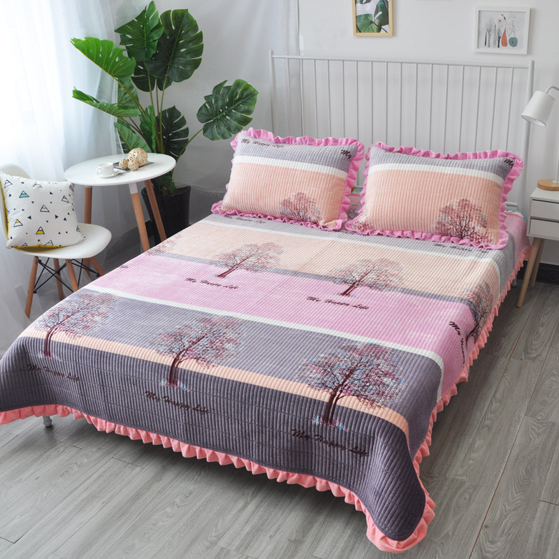 Set to make bed cover single piece Enlarged Kang Cover Blanket Tatami bed cover Hood Clip Cotton Linen crystal suede Three sets of winter