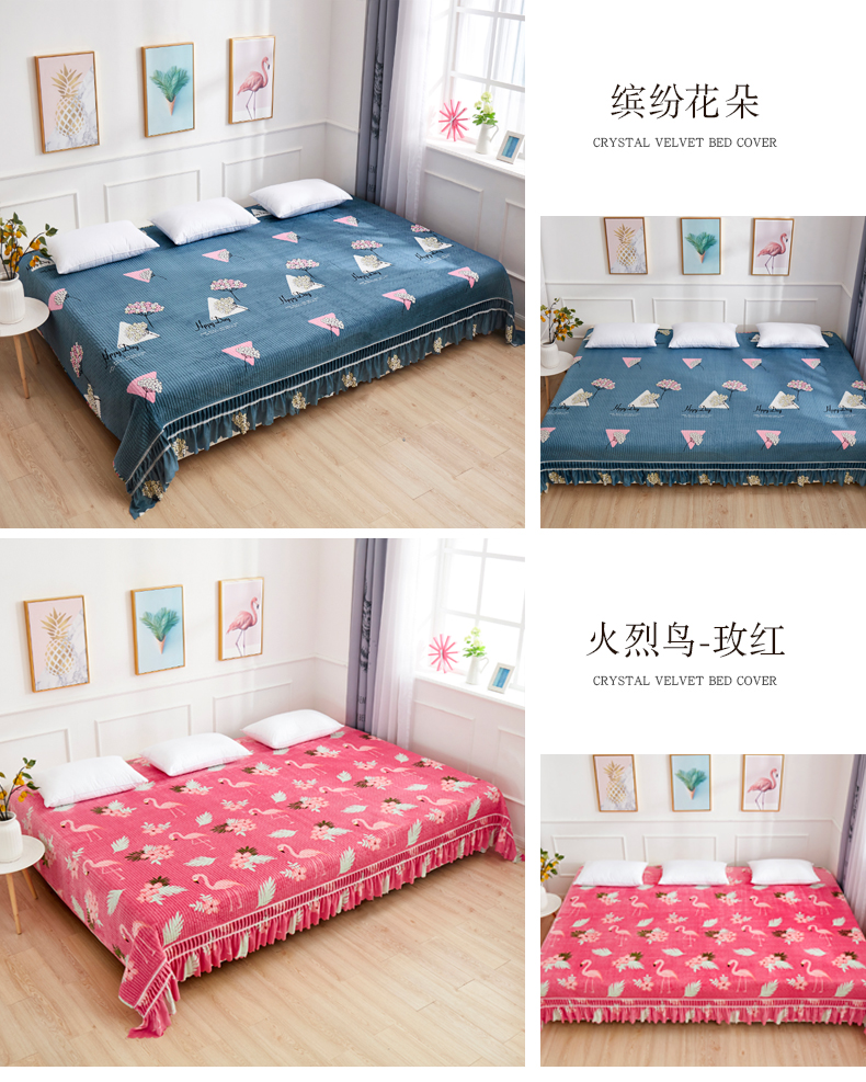 Pha lê nhung trải giường đơn mảnh tăng 炕 trải chiếu trải chiếu trải giường bằng vải mền ga nệm 1m6