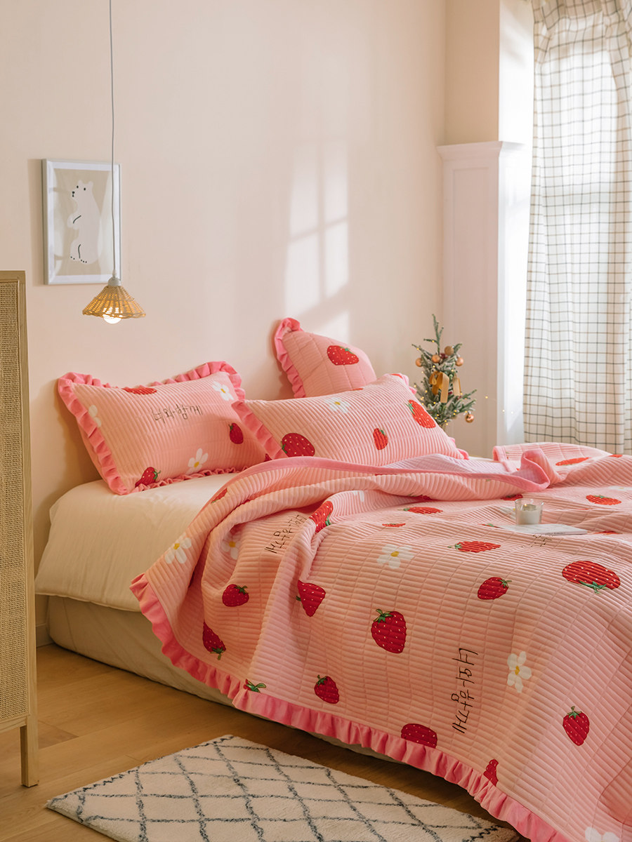 Crystal velvet bed sheet pillowcase 2 three-piece student dormitory single bed sheet thickened large kang tatami quilted bed sheet