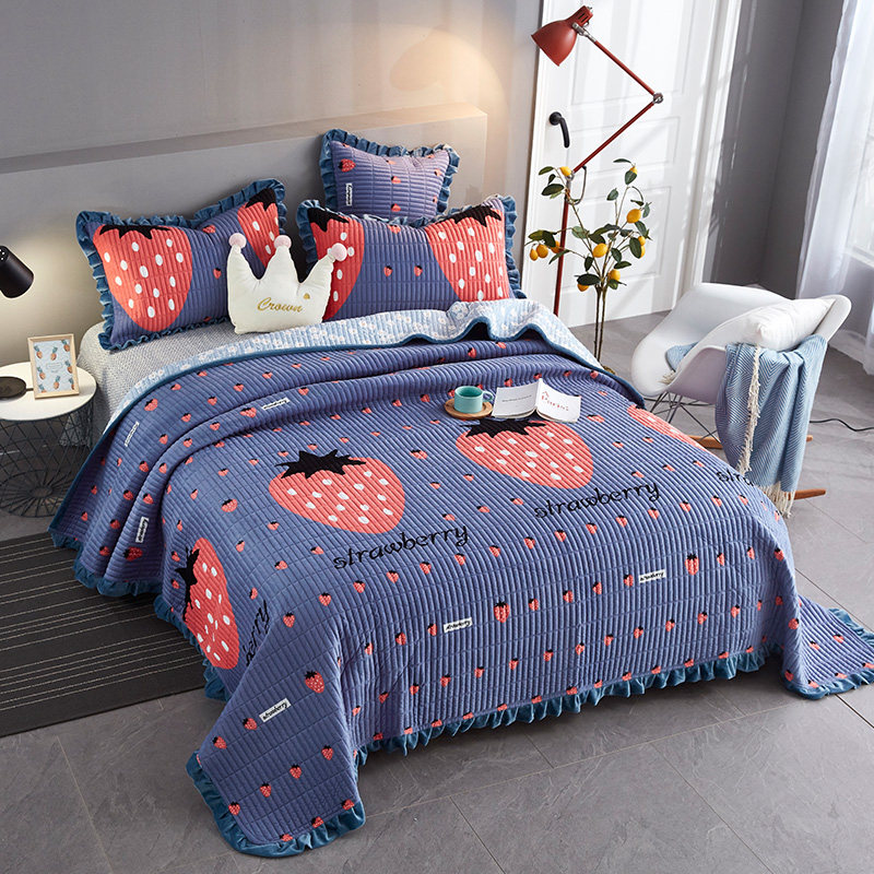 Customized tatami cover European style cotton bed cover single piece crystal velvet large kang thick non-slip quilting pad three-piece set
