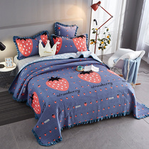 Customized tatami cover European cotton cotton cover cover single piece crystal velvet large Kang thick non-slip quilted pad three-piece set