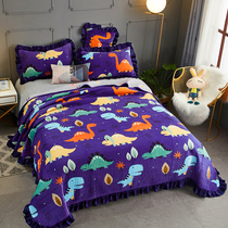 Milk velvet bed sheet three-piece tatami winter thickened Kang Single Double children plush Crystal velvet single single piece