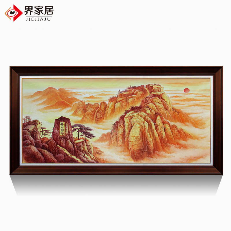 Home-Home Golden Taishan Large Leaning Mountains Pure Hand-painted Oil Painting Chinese Style Office Decoration Painting Hanging Painting
