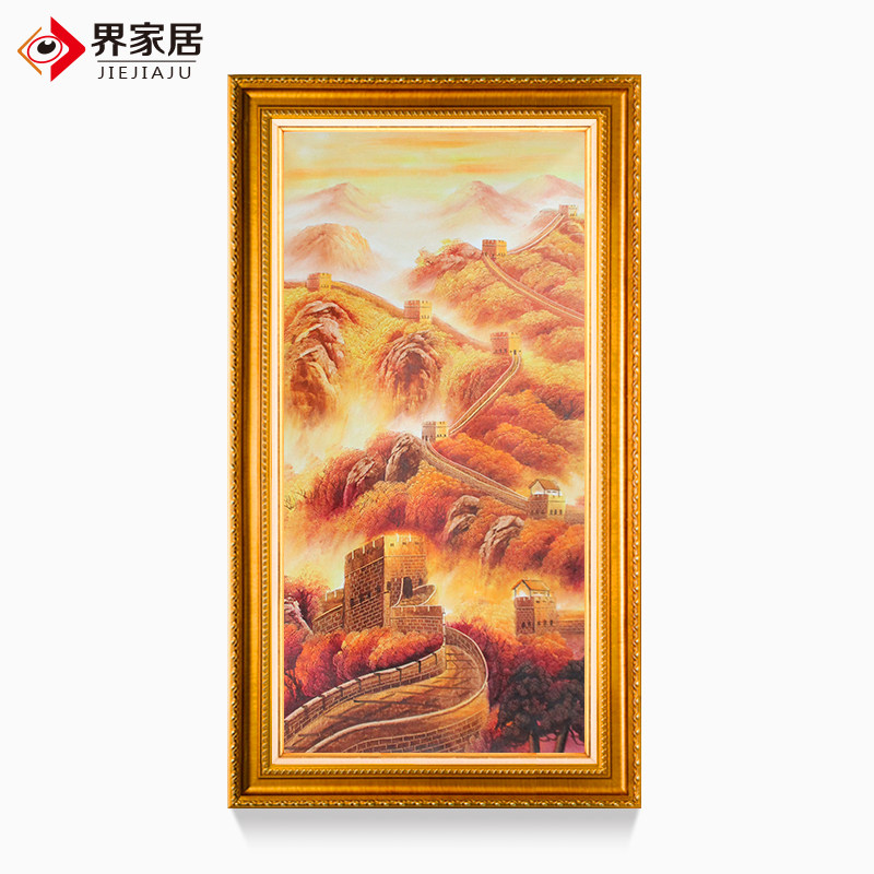 Hand-painted oil painting the Great Wall backing map vertical version of the home porch decorative painting living room aisle hanging painting office