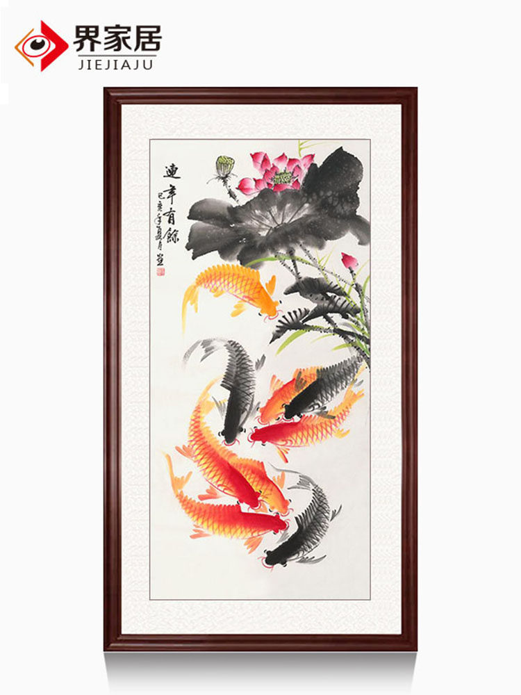 Famous hand painted calligraphy and painting year over year Chinese wind upright version Xuanguan hanging painting decoration painting Jiuyu Tuo Fortune Feng Shui Painting