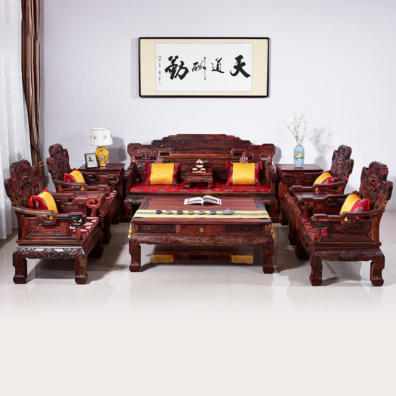 Fairy Yu Hongmu furniture Ming and Qing Classic Laos big red acid branches Toe Yellow Sandalwood Living Room Solid Wood Sofa New Chinese