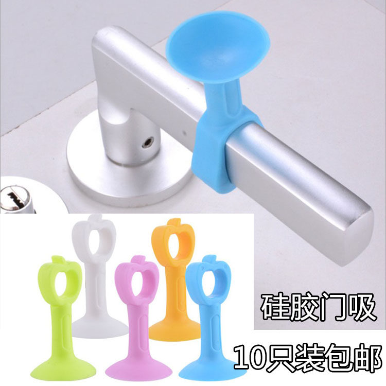 Silicone door suction hole-free extension bedroom bathroom dressing room door handle plastic rubber suction cup cover anti-collision pad stickers