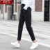 Quần cotton và vải lanh nữ giản dị 2019 xuân mới chín quần thun lưng quần rộng size rộng quần harem chân quần - Quần Harem Quần Harem