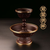 Nepalese handicraft pure copper thickened carved eight auspicious protector cups eight auspicious objects lotus water supply cup in front of the Buddha