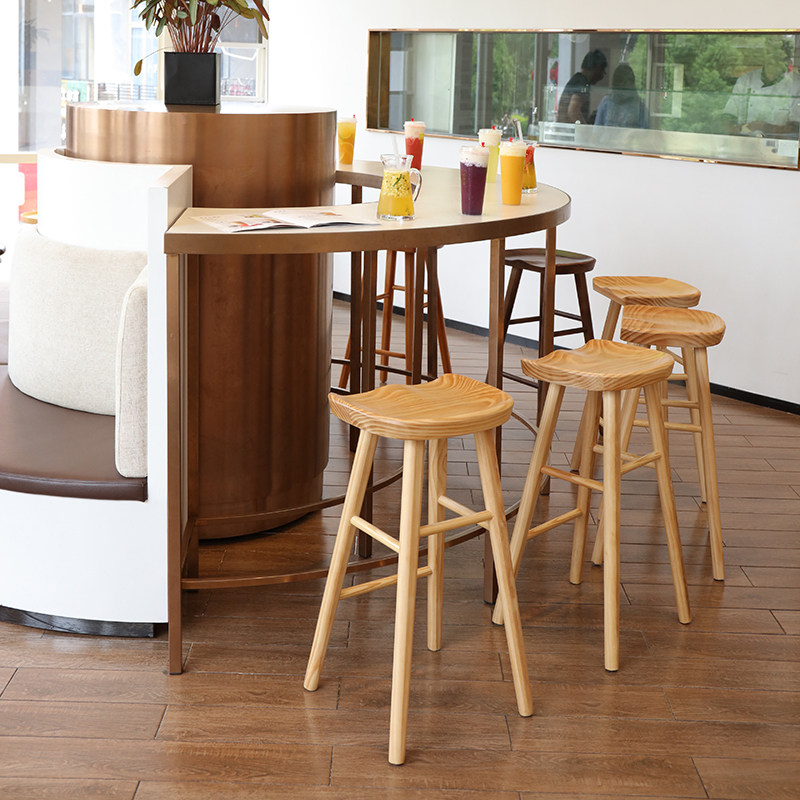 Nordic Bar Table Chair Solid Wood Bar Stool Home Chair High Footstool Mobile Phone Shop Stools Modern Minimalist Bar Stool