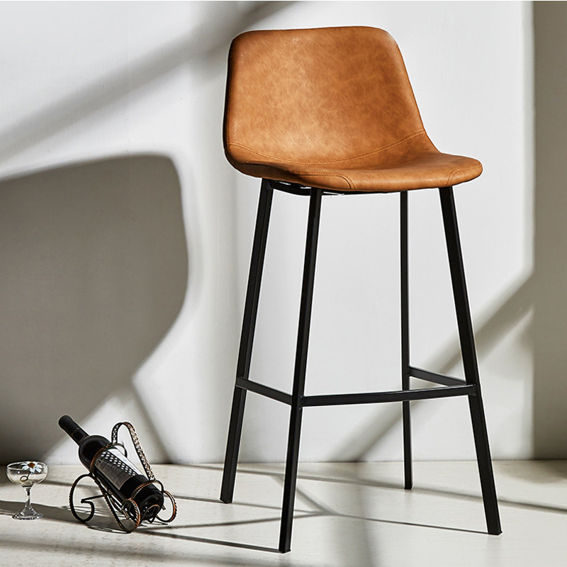 Nordic Iron Art High Footstool Casual Cafe Backrest Metal Bar Chair Home Brief Bar Stool Dining Room Dining Chair