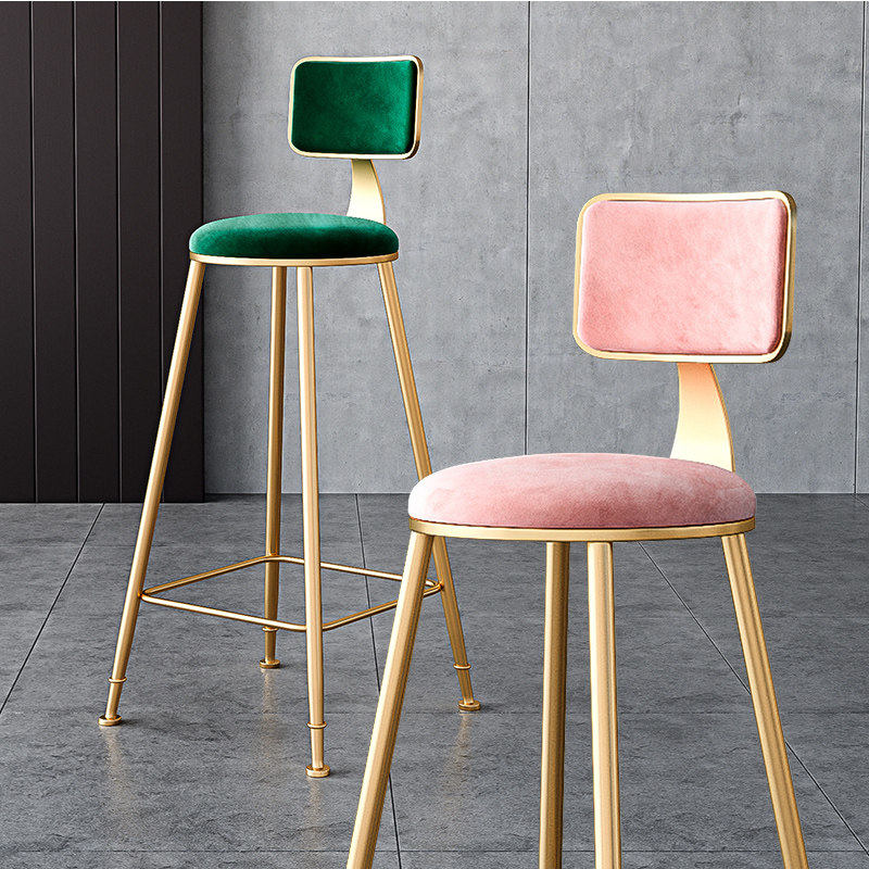 Nordic Light Lavish Minimalist Bar Table Chair Backrest High Footstool Front Desk Dining Room Casual Dressy Makeup Meatlea Bar Chair