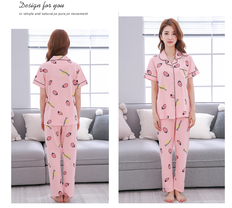 Bộ đồ ngủ mùa hè của phụ nữ cotton phù hợp với quần ngắn tay hai mảnh nữ mùa hè cộng với phân bón XL có thể được mặc bên ngoài dịch vụ gia đình nội y cao cấp