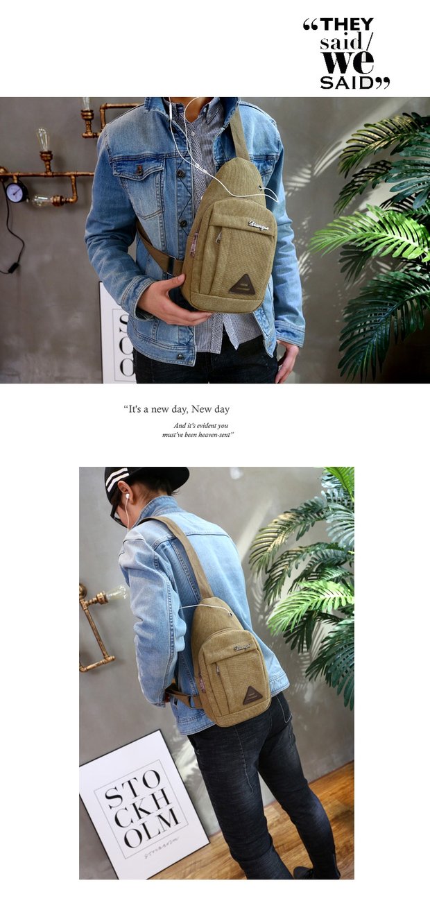 Của nam giới túi ngực Hàn Quốc phiên bản của thủy triều vải bình thường nhỏ ba lô ngực sinh viên túi Oxford vải vai túi người đàn ông túi túi da cá sấu