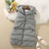 Ulzzang xuống cotton vest nữ vest dài trùm đầu vest phiên bản Hàn Quốc của áo vest mỏng độn mùa đông áo khoác nữ de thương Áo vest