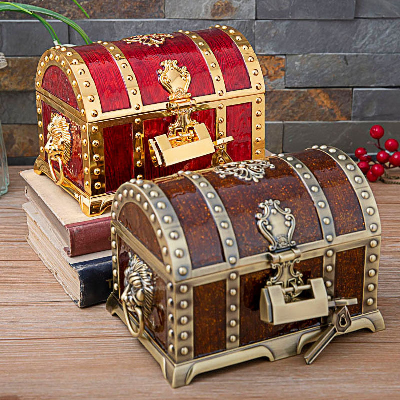 Metal creative multilayer with lock Baobao box Euro style retro pirate box jewelry containing box upscale wedding gift-Taobao