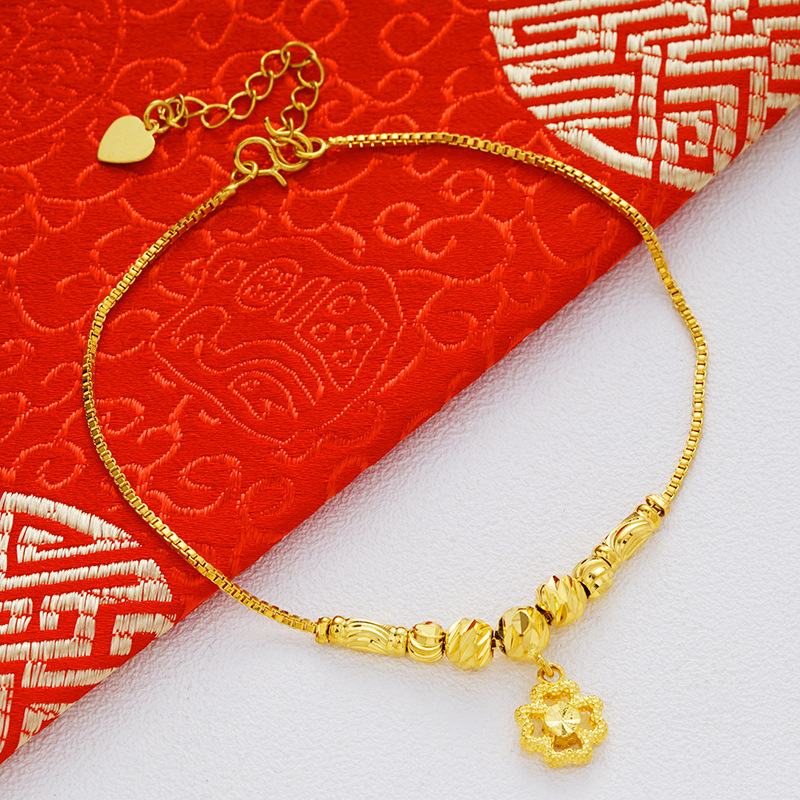 Mới vòng hoa nữ bằng vàng 18K hộp 999 dây chuyền vàng 24K Ling Ling ngày Valentine để gửi cho bạn gái ưu đãi đặc biệt - Vòng chân lắc chân vàng PNJ