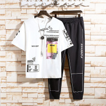 Leisure sports one set 2021 summer mens short sleeve T-shirt with trend students Tide brand ins handsome clothes