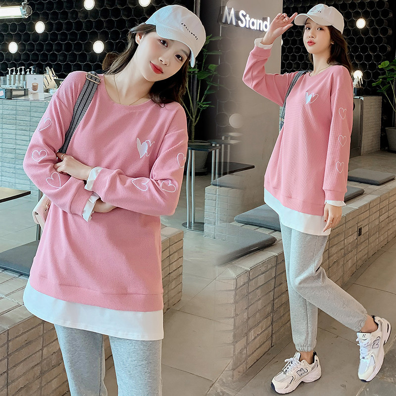 Pregnant Woman Spring Clothing Suit Fashion style Spring and autumn sweatshirt with long version blouses T-shirt 2022 new spring casual pants women