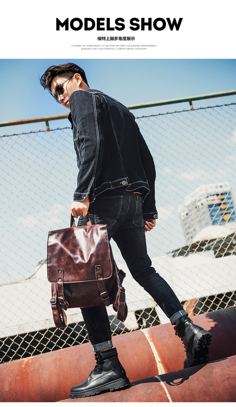 豪行 头层牛皮鞋面 单层/加绒衬里 男高帮冬靴 造型仿大黄靴 图20