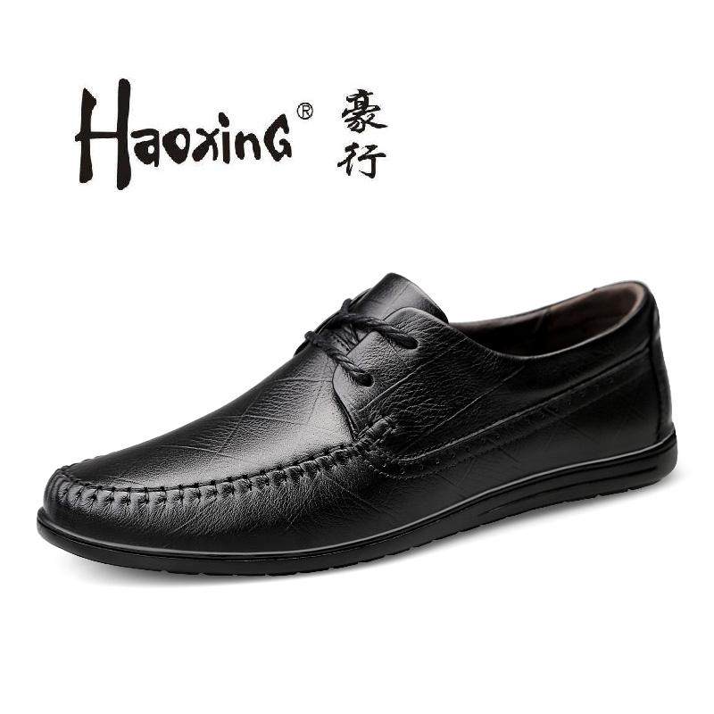 Haoxing men's shoes summer small size casual leather shoes men's leather 36 soft leather soft bottom 37 yards business dad shoes large size 47