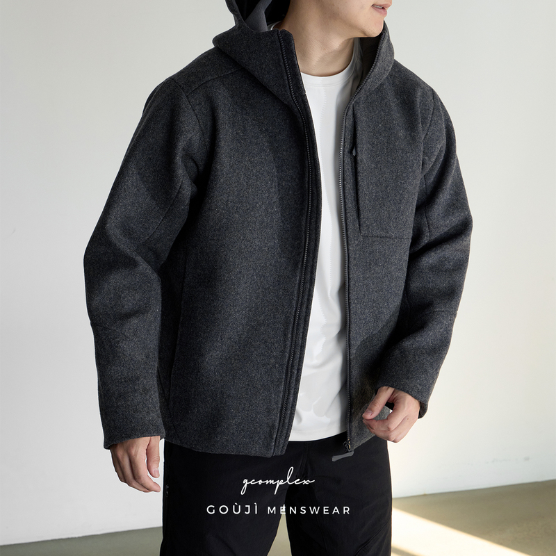 G Brother Studio Sawyerw Fleece-Lined Wool Carpenter Men's Business Hooded Seam-Sealed Windbreaker Jacket G Brother Studio Sawyerw Fleece-Lined Wool Carpenter Men's Business Hooded Seam-Sealed Windbreaker Jacket