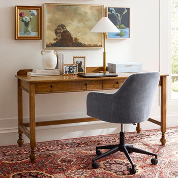 American Country-Style High-End Vintage Solid Wood Desk, French-Style Study Desk, Writing Desk, Computer Desk, Wall-Mounted Entryway Table
