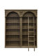 American country retro arched bookcase French solid wood carving neoclassical display cabinet with ladder bookshelf bookcase combination