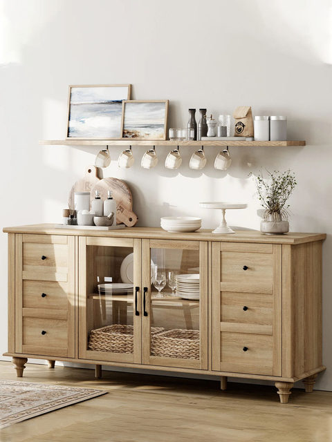 American country solid wood retro TV cabinet living room floor cabinet French all solid wood sideboard multi-functional dish cabinet