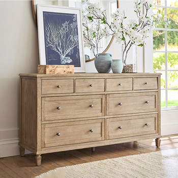 American Country-Style Vintage Solid Wood Eight-Drawer Cabinet, Bedroom Bedside Cabinet, Living Room Wall-Mounted Storage Entryway Cabinet, French Decorative Cabinet