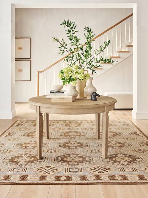 American country retro solid wood dining table and chair combination French home round dining table restaurant stretchable round dining table